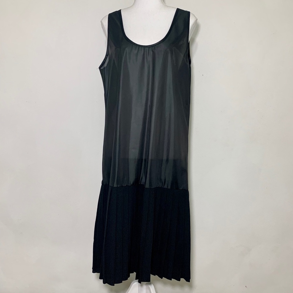 Kellwood VTG 80's Black Sheer Drop Waist Pleated Retro Gothic Dress Size 12